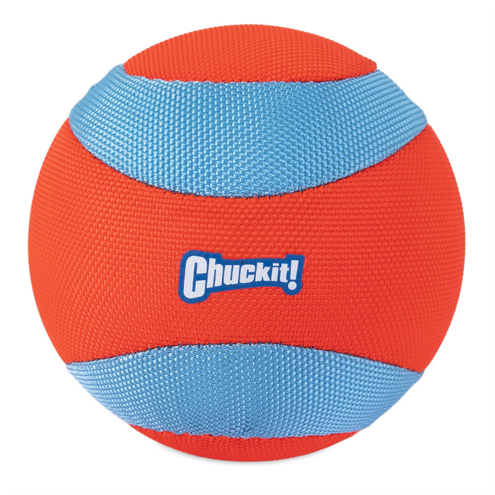 The Chuckit! Amphibious Bundle Pack features an orange and blue fetch toy with textured surfaces and the Chuckit logo. Its Bounceflex core is perfect for playful pups enthusiastic about chasing and retrieving, ensuring every game of fetch is thrilling.