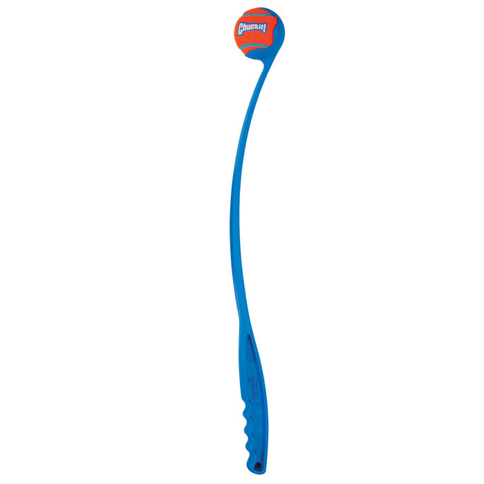 The Chuckit! Classic Dog Ball Launcher & Fetch Medley Bundle from Chuckit, with a curved handle, enhances your dogs fetching fun. It holds premium fetch balls in its end scoop for secure grip and maximum throw distance.