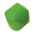 The Chuckit! Erratic Ball Dog Toy by Chuckit! is a green, textured rubber ball with curved lines and angled sides, designed for unpredictable bounces—ideal for dogs that enjoy challenging play.