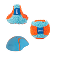The Chuckit! Indoor Dog Toy Bundle includes three Chuckit! toys: a blue and orange plush ball, a plush toy with three arms, and a smooth Super Slider—each designed for indoor play.