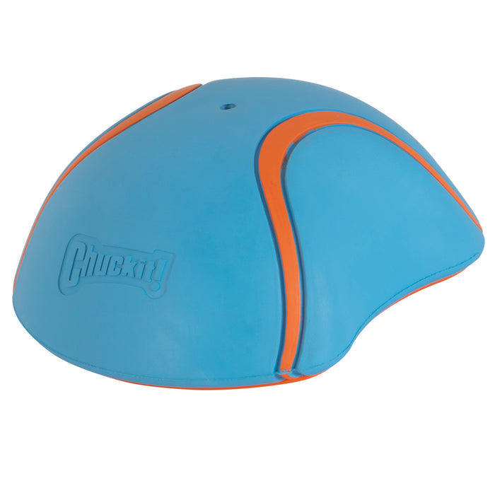 The Chuckit! Indoor Dog Toy Bundle by Chuckit! features a blue and orange dome-shaped rubber toy, ideal for indoor play, with the Chuckit! logo embossed on the side.