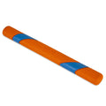 The Chuckit! Ultra Fetch Stick by Chuckit! is an orange foam stick toy with blue diagonal stripes, featuring the embossed Chuckit! logo. This durable fetch toy is designed for dogs to fetch and chew.