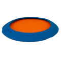 The Chuckit! Ultra Flight by Chuckit! is a round, flat flying fetch toy with an orange center and a blue textured rim—perfect for fun games of catch and fetch with your dog.