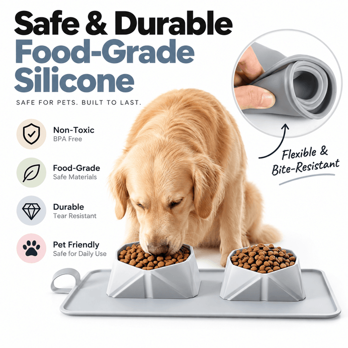 Collapsible Silicone Double Pet Bowl & Feeding Mat Fursera