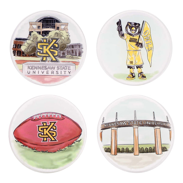 Collegiate Acrylic Coaster Set -Kennesaw State