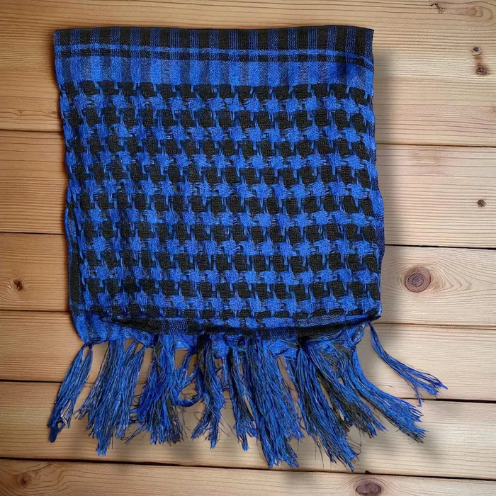 Cotton Scarf Tassel Trim / Blue/Black / One size