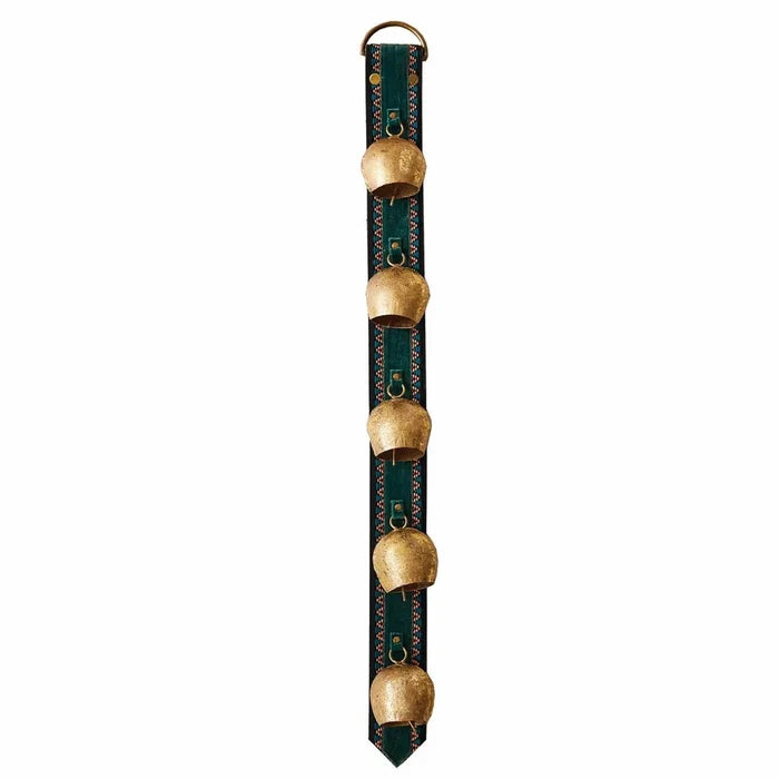 Creative Co-Op Handmade Velvet & Leather Embroidered Metal Bells Door Hanger Decor 12047823