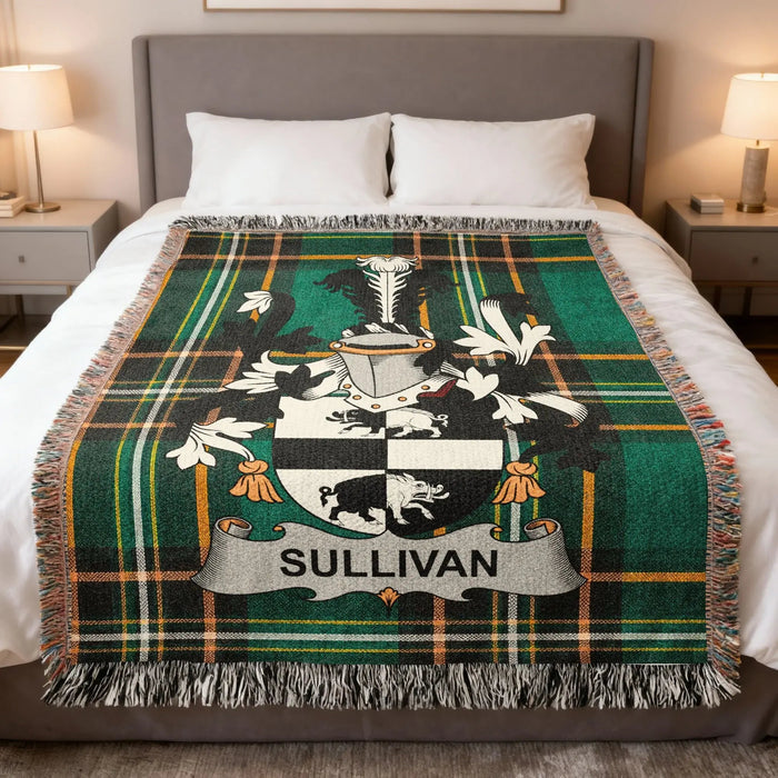 Sullivan Irish family crest woven blanket example for custom surname blanket