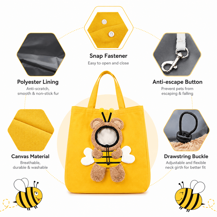 Cute Character Pet Carrier Tote Bag – Canvas Shoulder Bag for Cats & Small Dogs Fursera