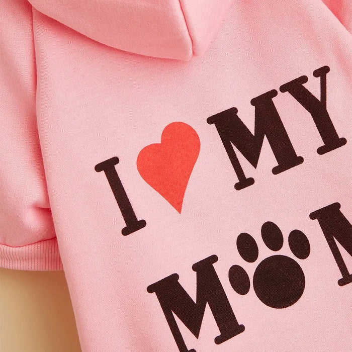 Cute Pet Hoodie – "I Love My Mom” Dog & Cat Apparel