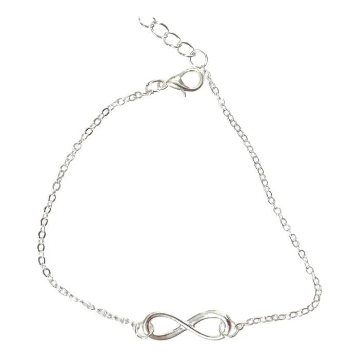Women's Silver Infinity Dainty Anklet -8.5-10.5"-Wild Time Fashion