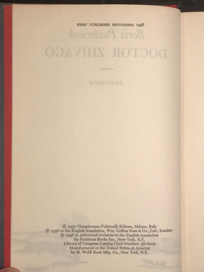 DOCTOR ZHIVAGO, Boris Pasternak ~ TRUE 1st / 1st, 1958 HC/DJ