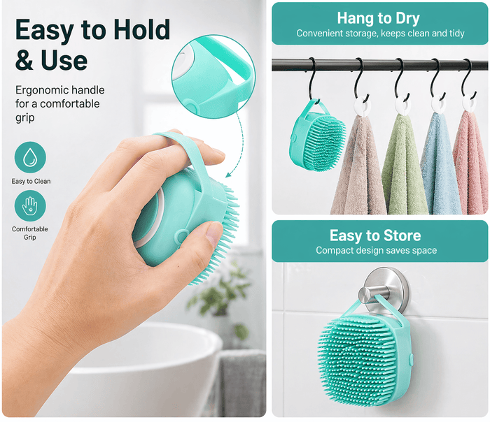 Dog Bath Brush – Silicone Shampoo Brush for Grooming
