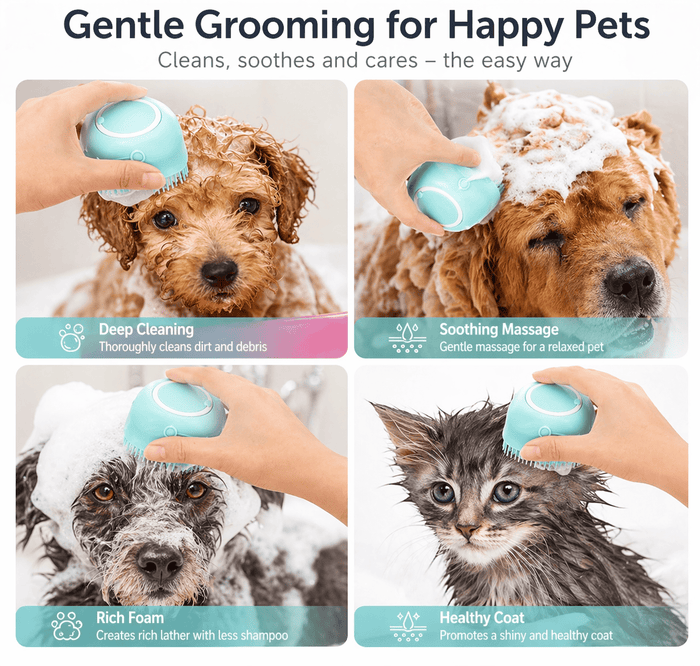 Dog Bath Brush – Silicone Shampoo Brush for Grooming