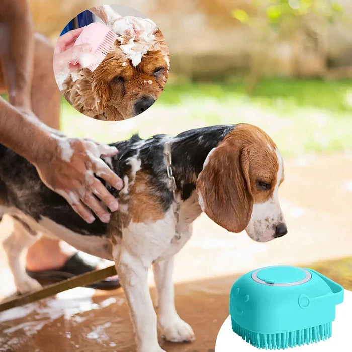 Dog Bath Brush – Silicone Shampoo Brush for Grooming