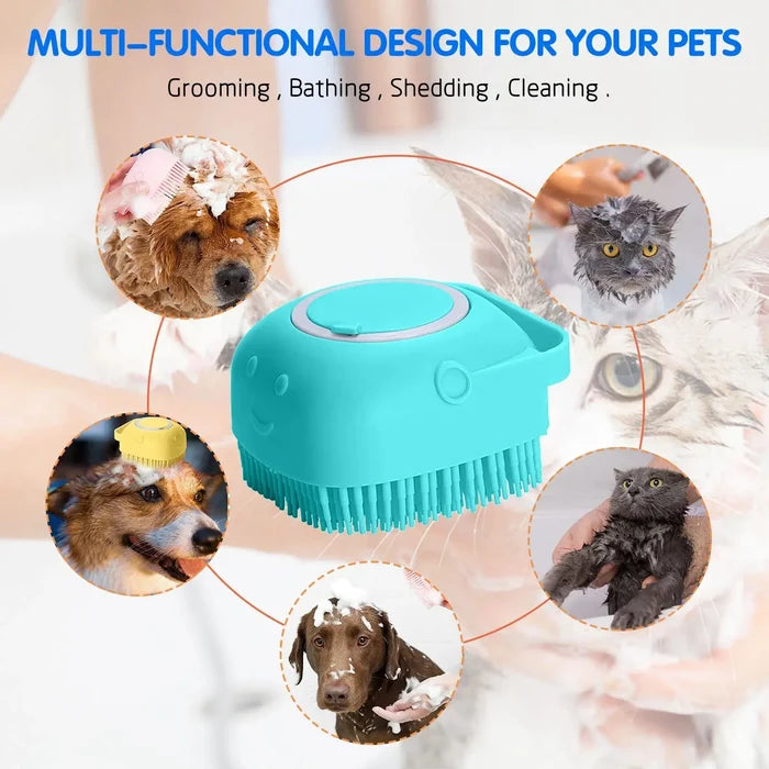 Dog Bath Brush – Silicone Shampoo Brush for Grooming