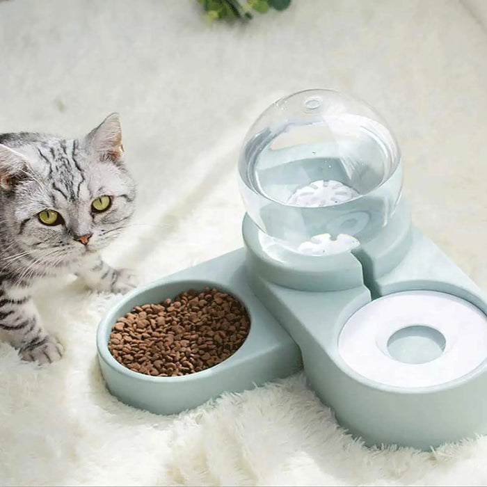 Dog & Cat Feeder – Large Auto Water Fountain with Food Bowl