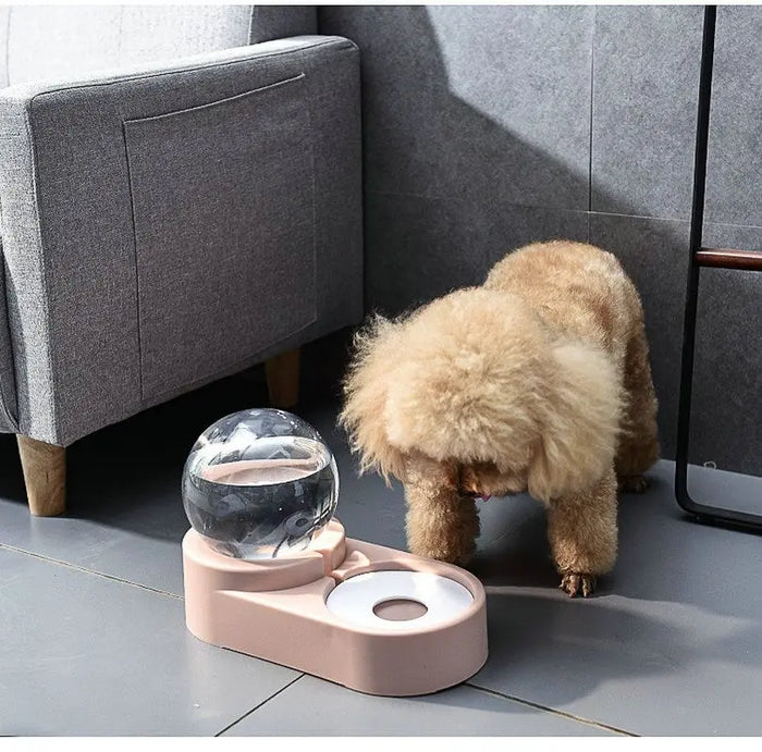 Dog & Cat Feeder – Large Auto Water Fountain with Food Bowl