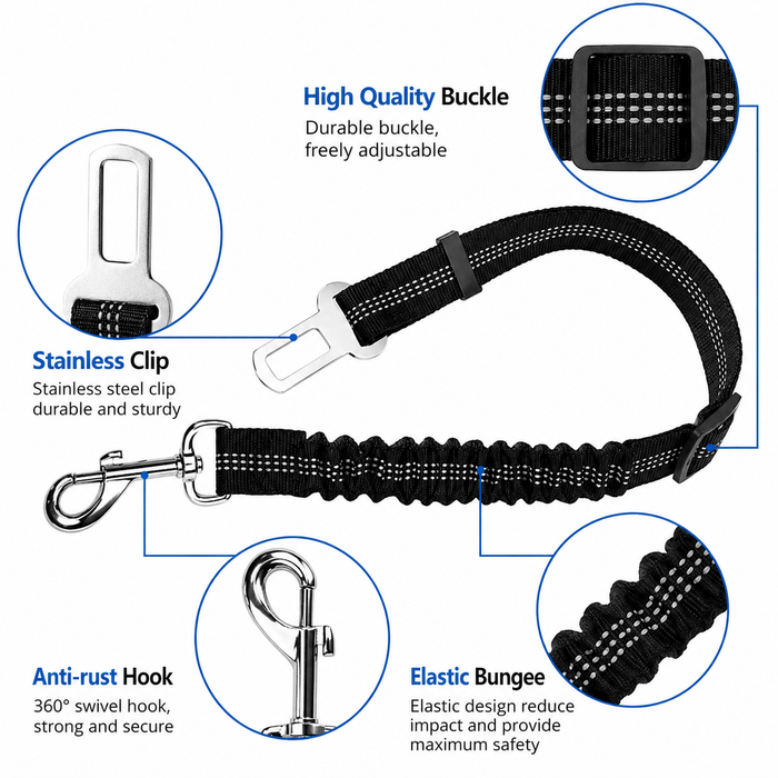 Dog Seat Belt – Shockproof Adjustable Car Safety Leash