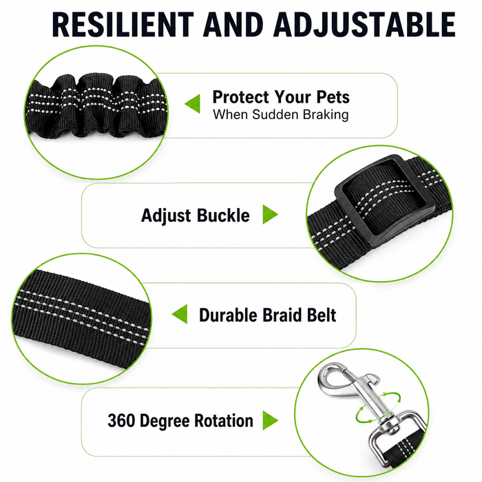 Dog Seat Belt – Shockproof Adjustable Car Safety Leash