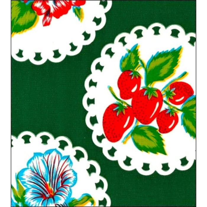freckled sage doily 2 dark green oilcloth swatch