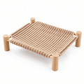 Elevated Cat Scratching Bed – Solid Wood Frame with Sisal-Style Woven Fabric Fursera