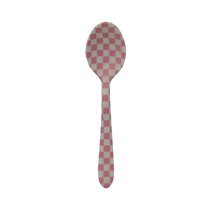 Enameled Holiday Pink Check Spoon