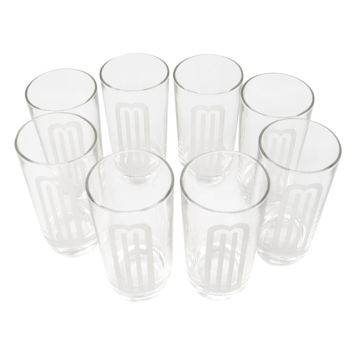 Vintage Etched Art Deco Arched 'M' Highball Glasses Top | The Hour Shop