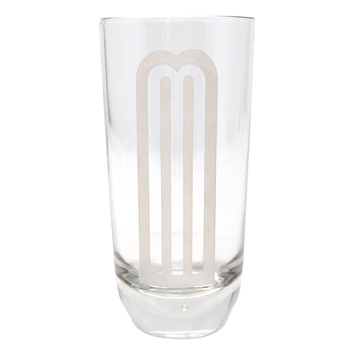 Vintage Etched Art Deco Arched 'M' Highball Glass | The Hour Shop