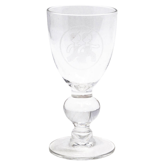 Etched Boys Knob Stem Cordial Glasses