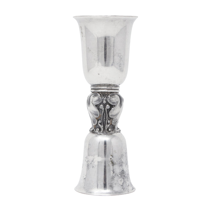 Vintage Fanciful Middle Silver Plate Double Jigger | The Hour