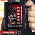 Mugs Black / 11oz Personalized Mug - Firefighter And Nation Flag