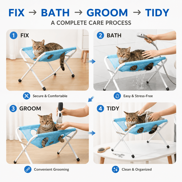 Foldable Pet Grooming Hammock Stand for Cats & Dogs Fursera