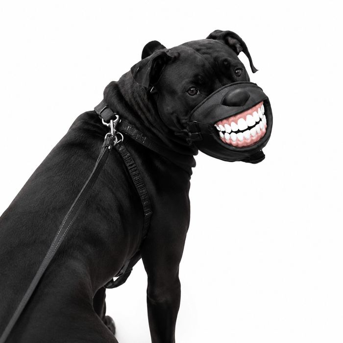 Funny Dog Muzzle with Teeth – Adjustable Novelty Dog Mask Fursera