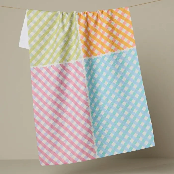 Geometry Patio Check Tea Towel