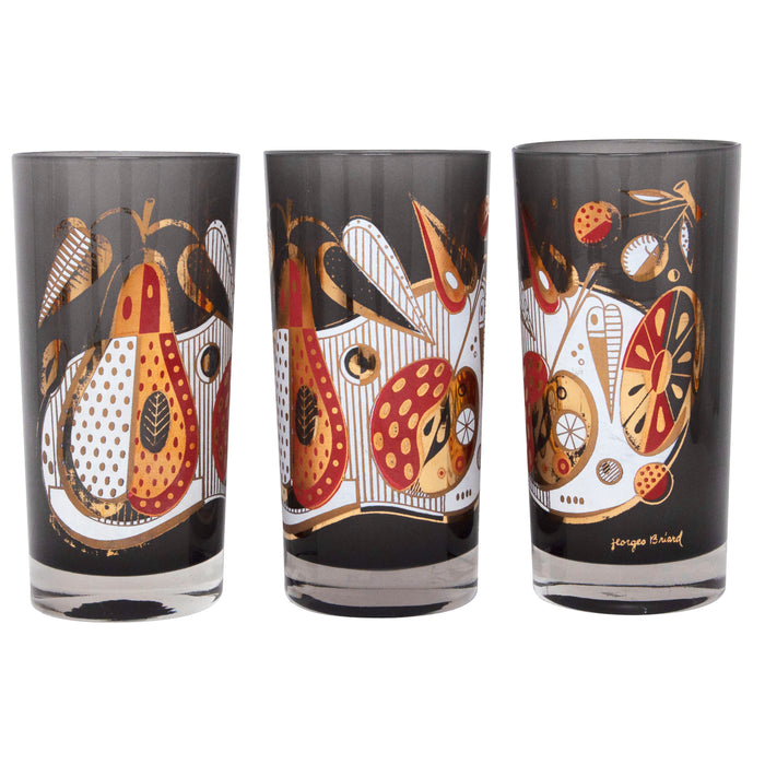 Vintage Georges Briard Apple & Pear Smoke Collins Glasses Pattern | The Hour Shop