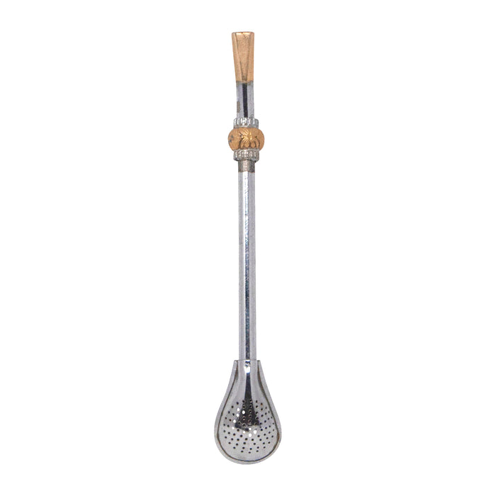 Vintage Gold & Silver Tone Strainer Sipper Spoon Back | The Hour Shop