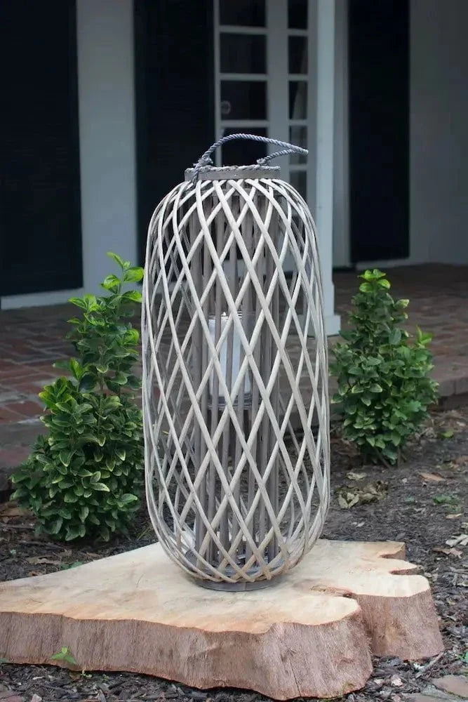 Grey Willow Lanterns with Glass Decor Large 12043403