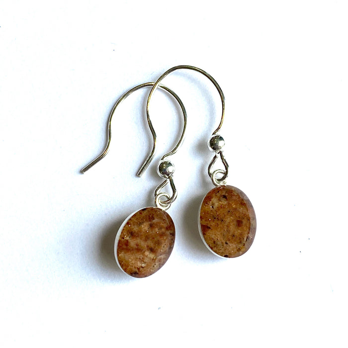 Grindstone Granite Oval Sandrop Earrings