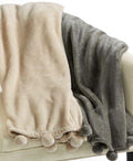 Hallmart Collectibles Pom Pom 50”/50” Plush Throw, Grey. - Machann.com