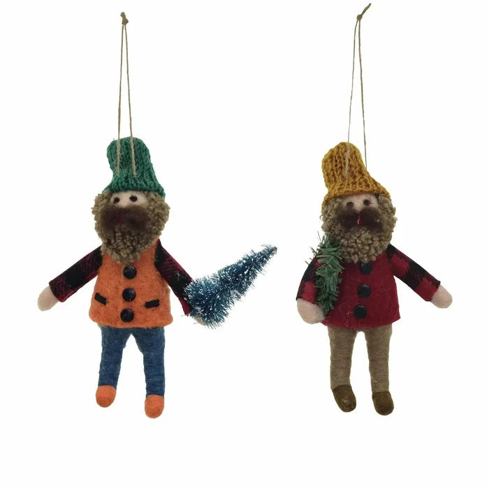 Handmade Wool Felt Lumberjack Ornaments Holiday Ornaments