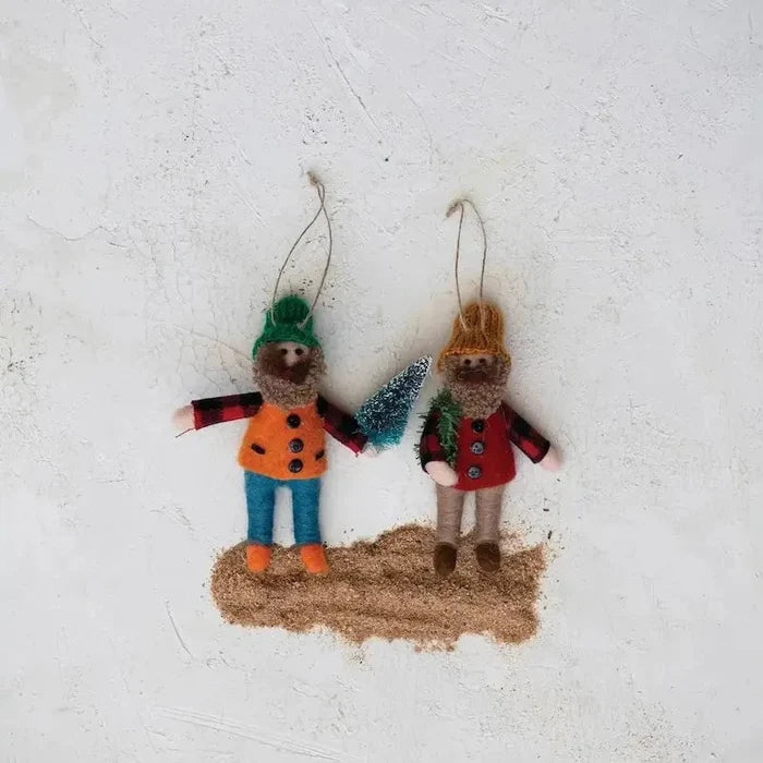 Handmade Wool Felt Lumberjack Ornaments Holiday Ornaments