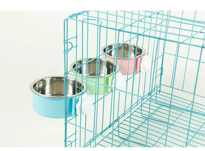 Hanging Dog & Cat Bowl – Stainless Steel Cage Feeding Bowl