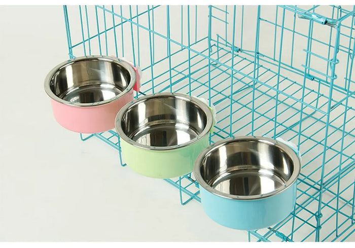 Hanging Dog & Cat Bowl – Stainless Steel Cage Feeding Bowl