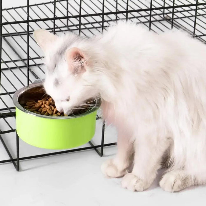 Hanging Dog & Cat Bowl – Stainless Steel Cage Feeding Bowl