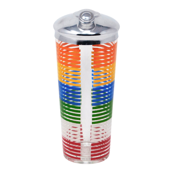 Vintage Hazel Atlas Multi Color Stripes Glass Cocktail Shaker Side | The Hour Shop