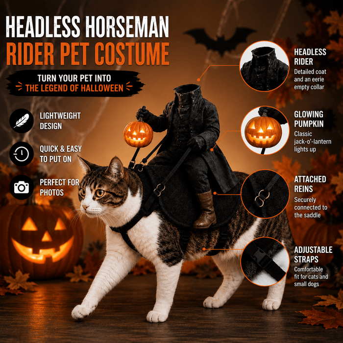 Headless Horseman Cat Costume – Funny 3D Halloween Pet Costume Fursera