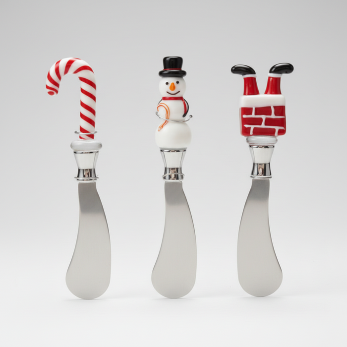 Holiday Glass Handle Canape Knife – Set of 3