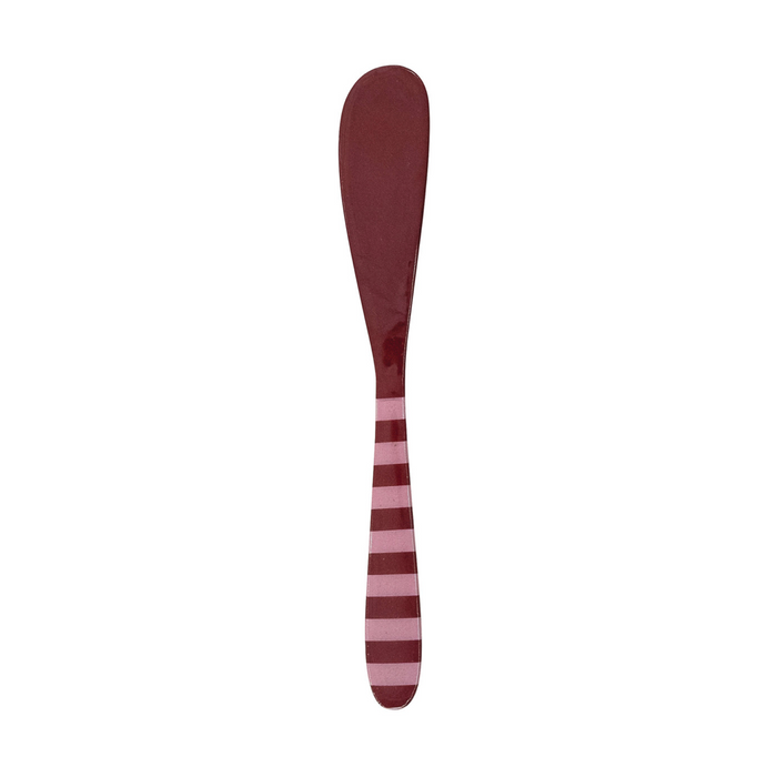 Holiday Whimsy Striped Canape Knife - Maroon with Pink Stripe
