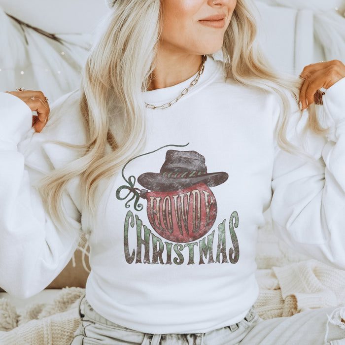 Howdy Christmas Western Grunge Sweatshirt - Trendznmore